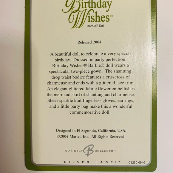 Birthday Wishes Barbie Silver Label - Picture 10 of 10